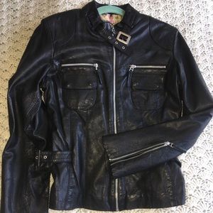 Black Leather Moto jacket AndrewMarc Addition